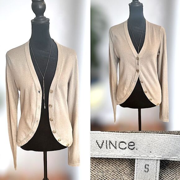 VINCE Round Hem Cardigan Cashmere Sweater Size S - Picture 1 of 11